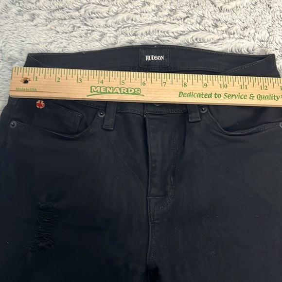 Hudson Nico Mid-Rise Super Skinny Black Distressed Denim Size 26 - Picture 5 of 12